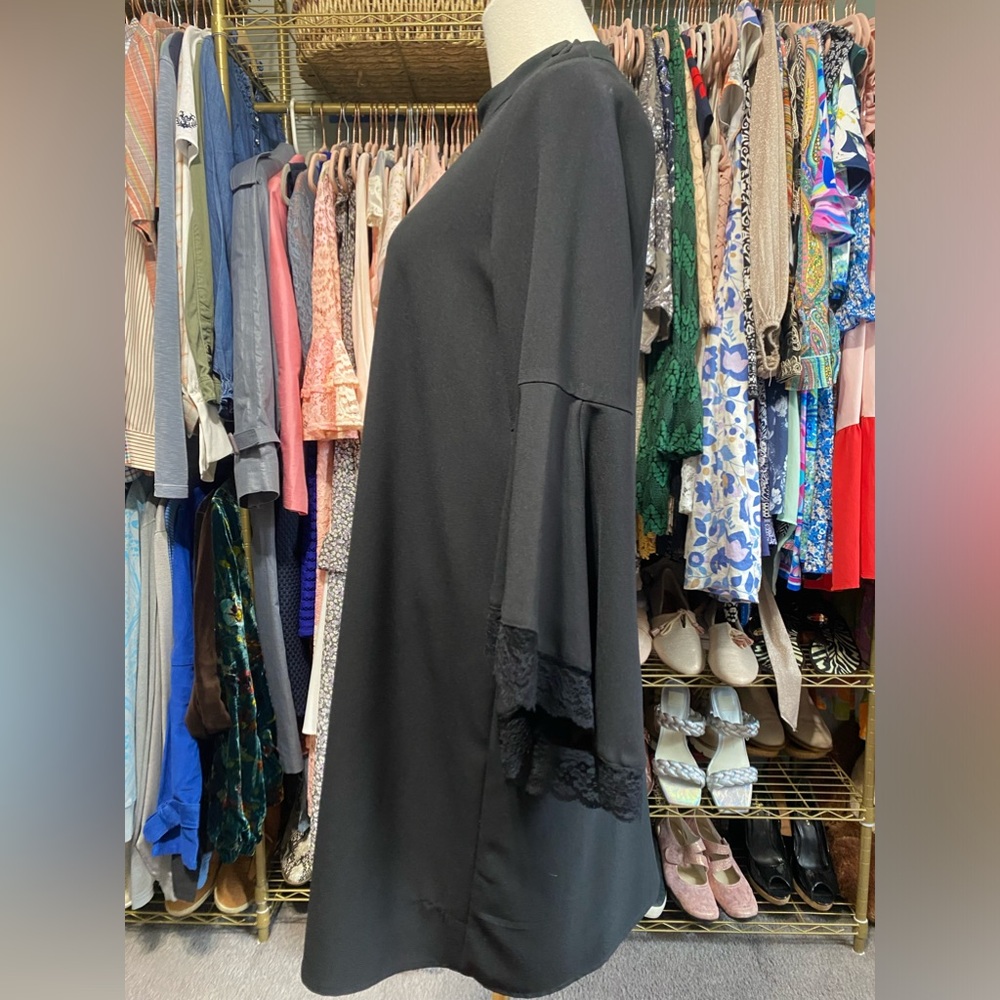 Zara Basic Collection Black Bell Sleeve Dress. - image 4